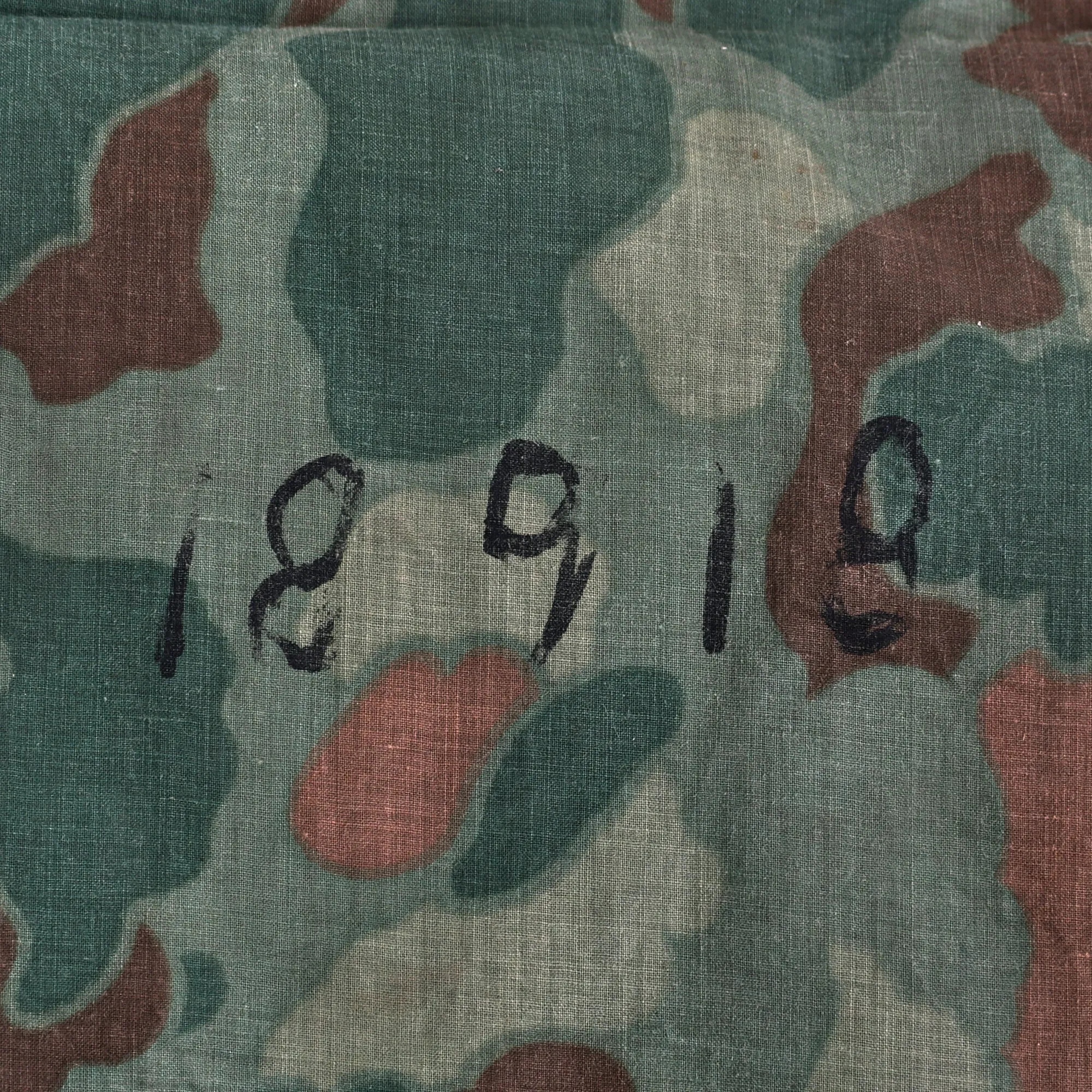 Original U.S. WWII USMC M-1942 Reversible Spot Pattern Camouflage Rain Poncho with Securing Straps- Dated June 13, 1944