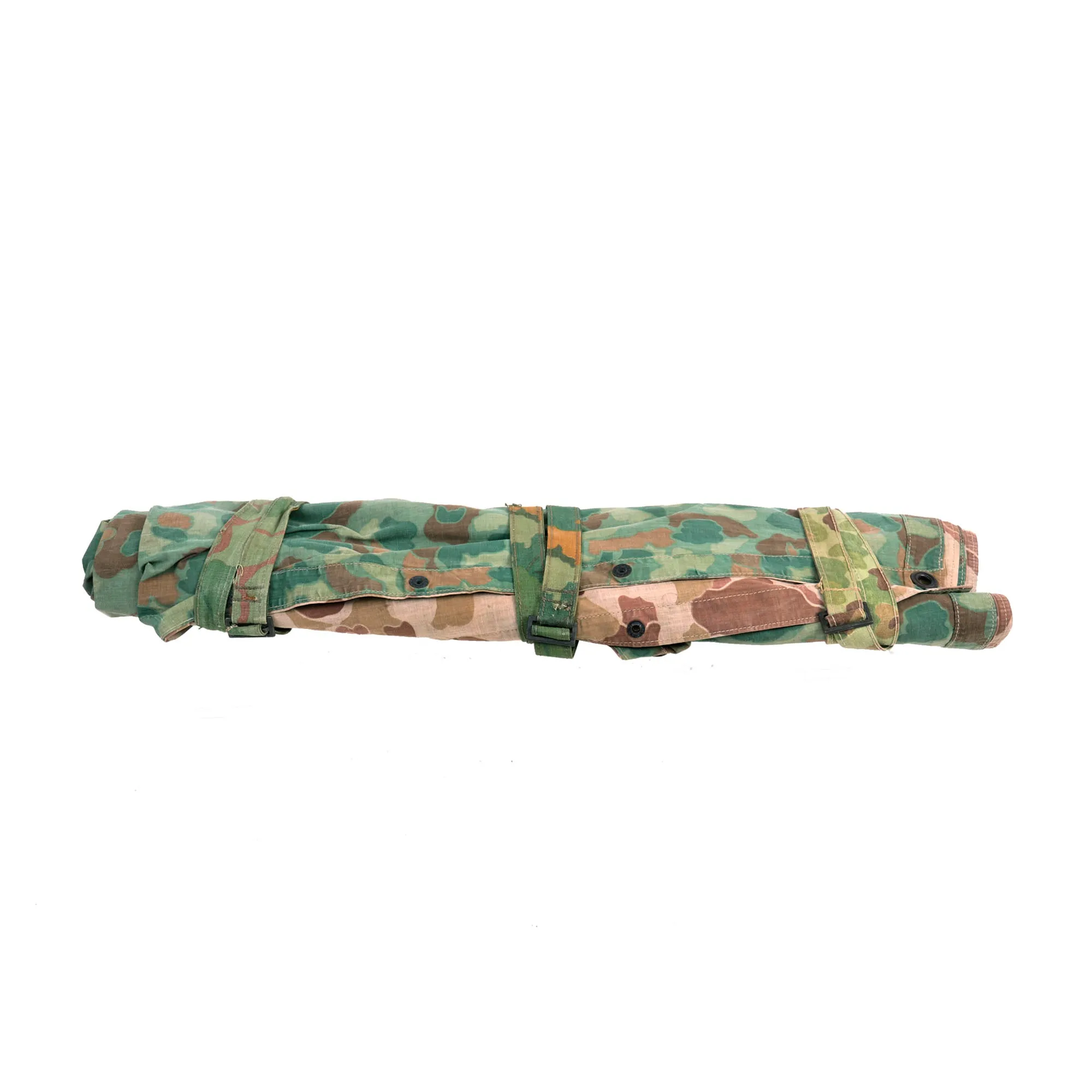 Original U.S. WWII USMC M-1942 Reversible Spot Pattern Camouflage Rain Poncho with Securing Straps- Dated June 13, 1944