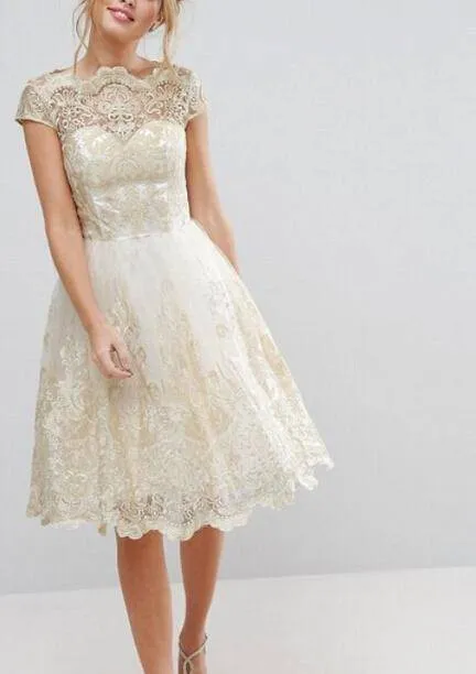 Petite Lace Embroidery Floral short dress, formal Dresses ( US 4 - 10)