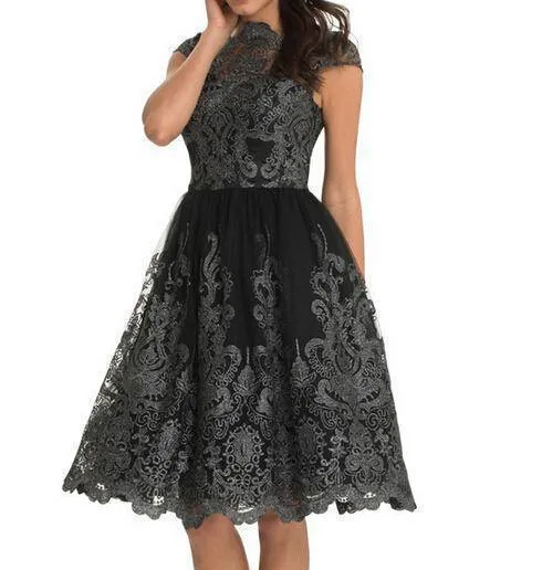 Petite Lace Embroidery Floral short dress, formal Dresses ( US 4 - 10)