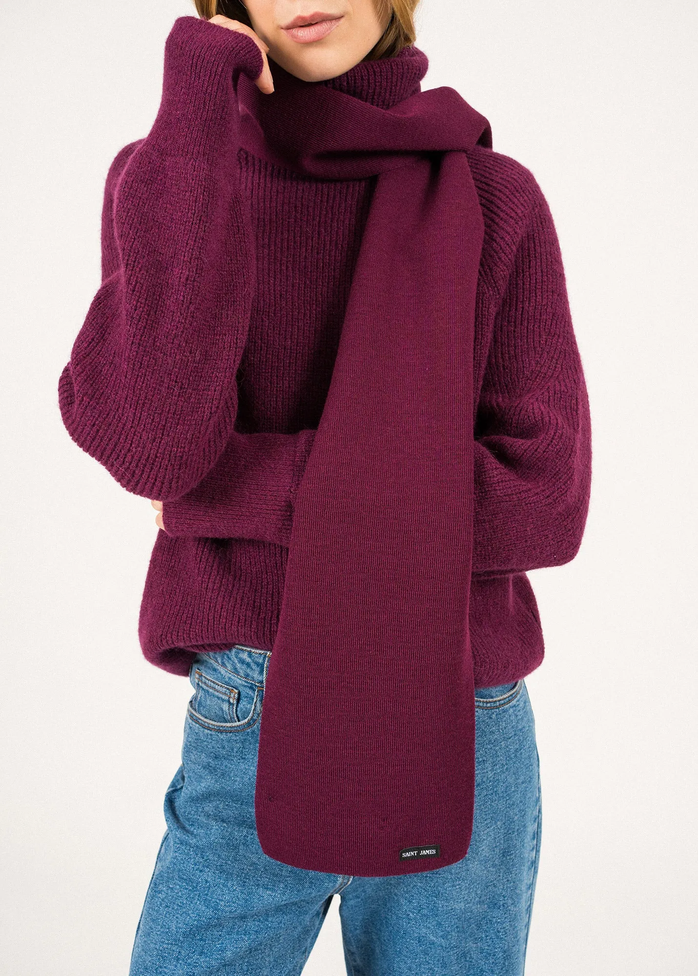 Plain scarf - in pure new wool (PRUNE)