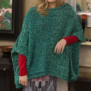 Red Heart Knit Boat Neck Poncho