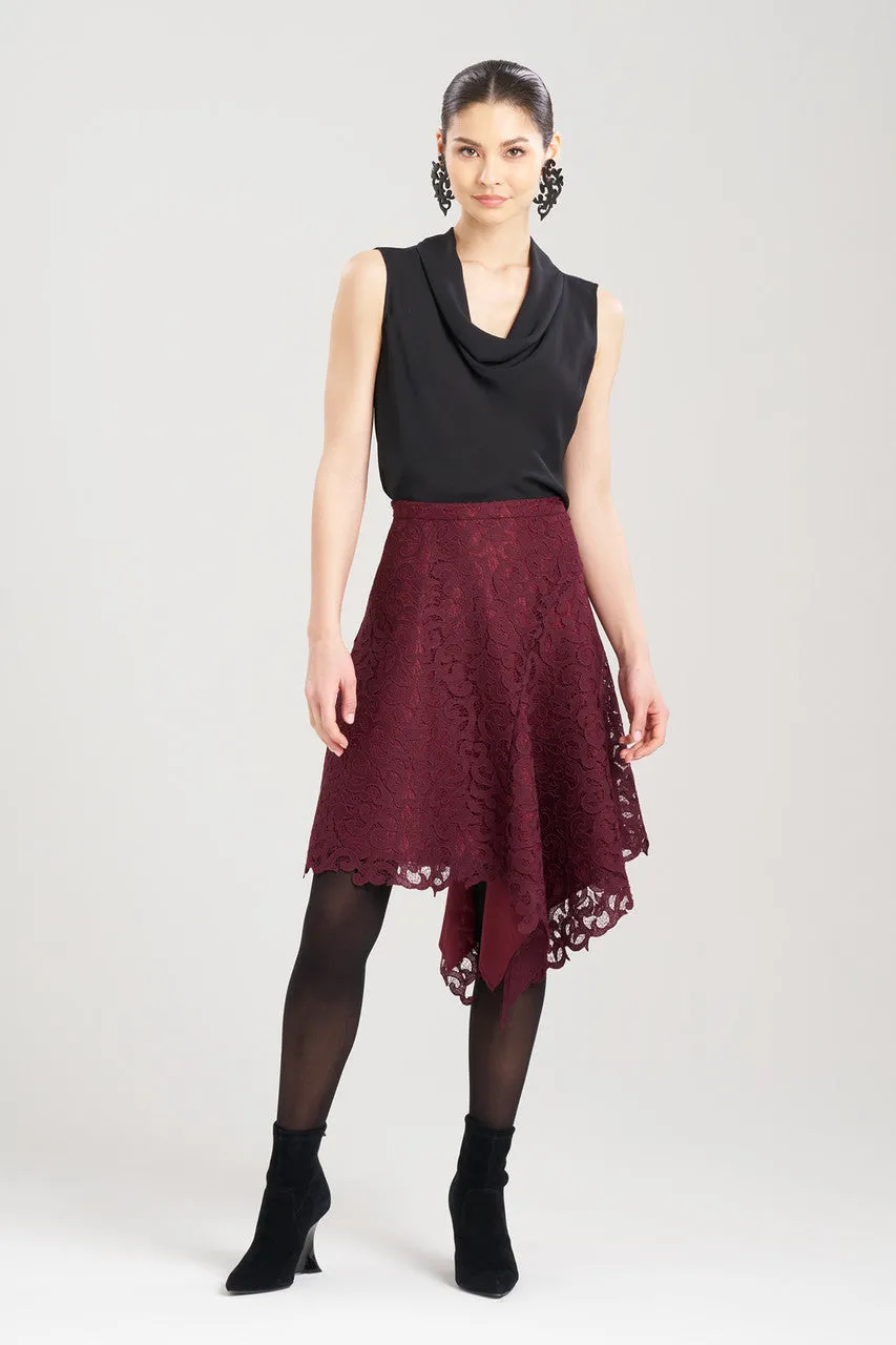 Scroll Lace Asymmetric Skirt