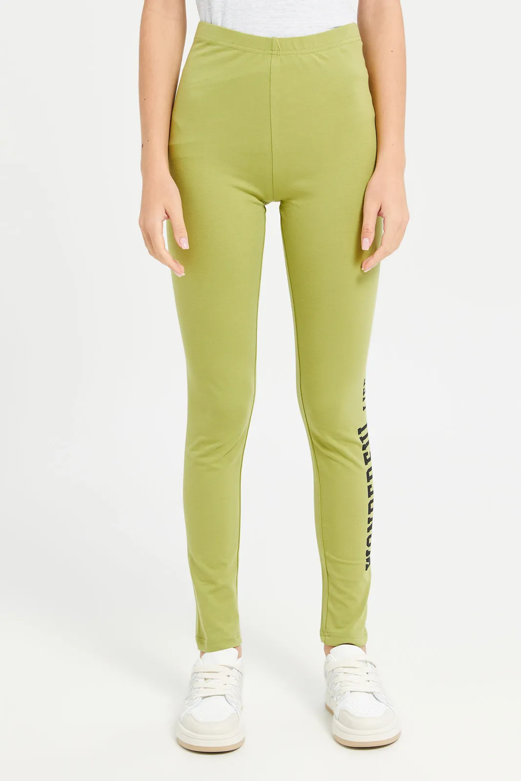 Senior Girls Green Basic Leggings