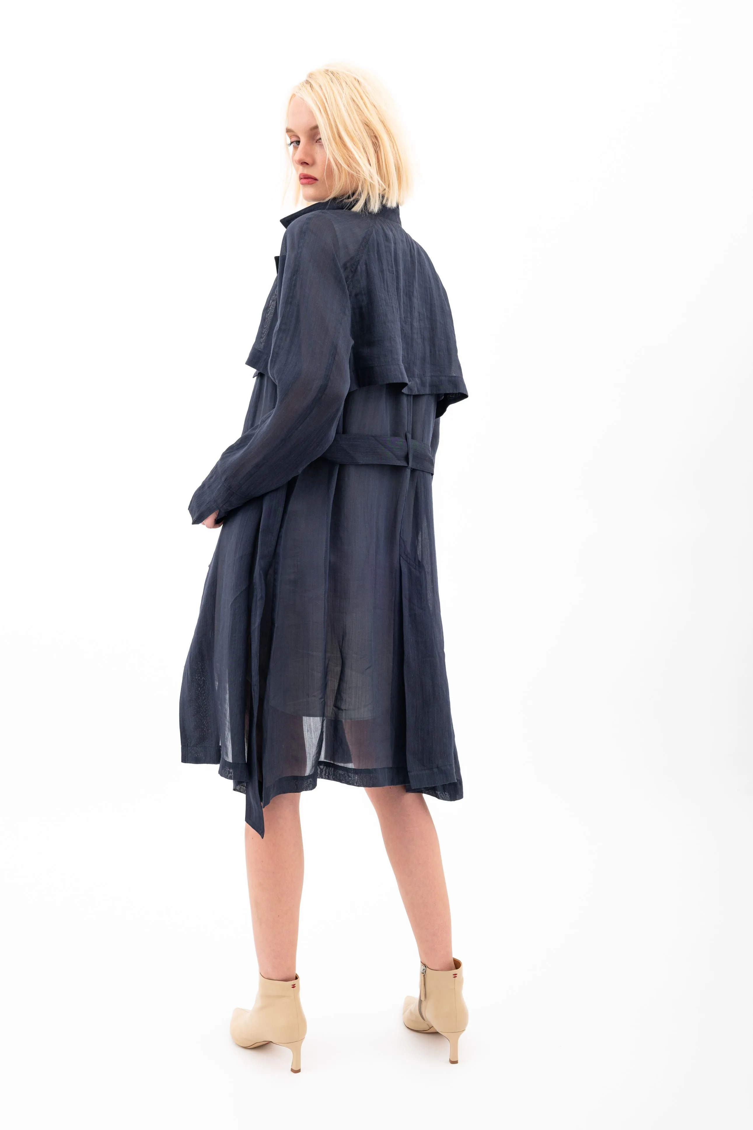 Sheer Ramie Trench Coat - VIHANA