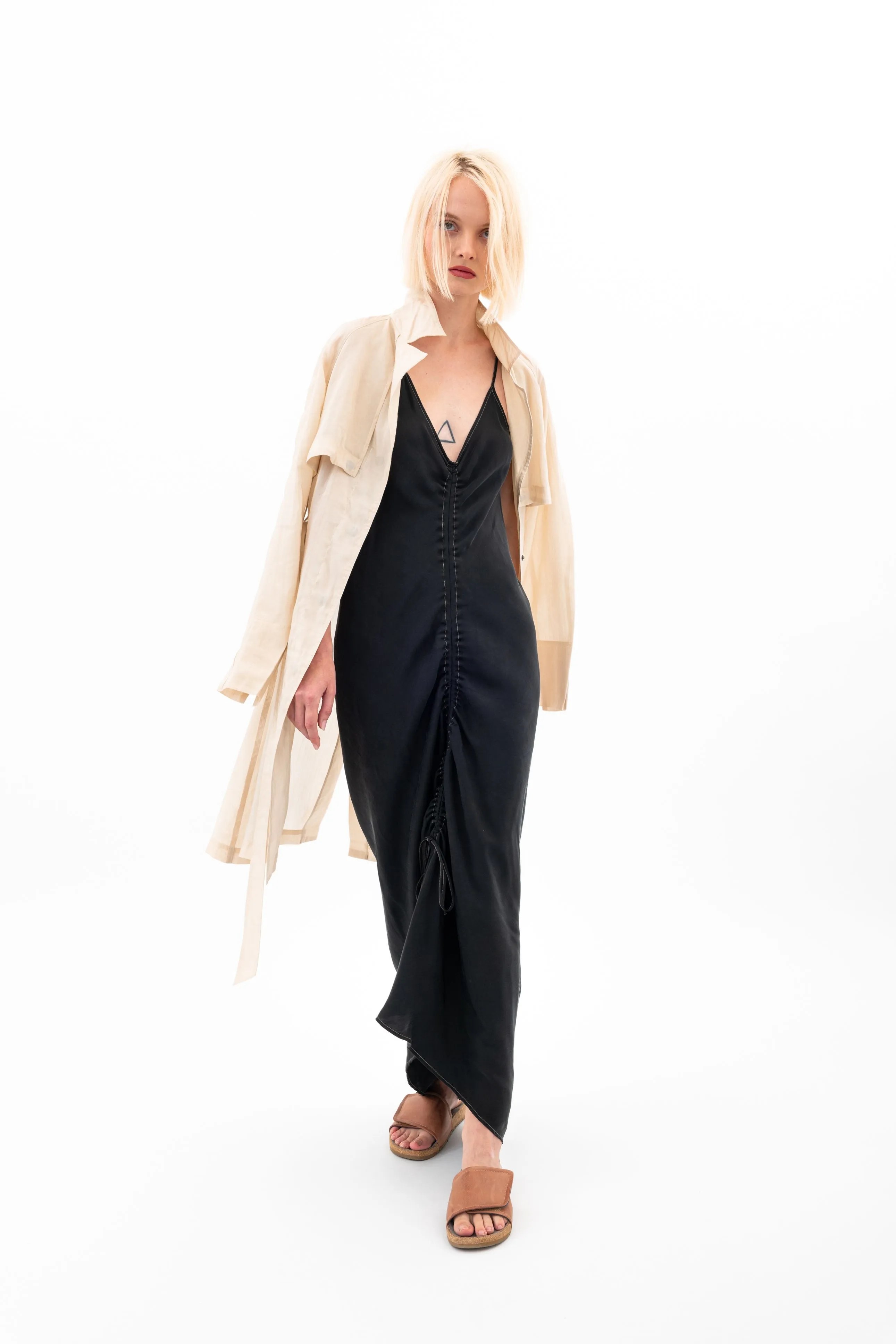 Sheer Ramie Trench Coat - VIHANA