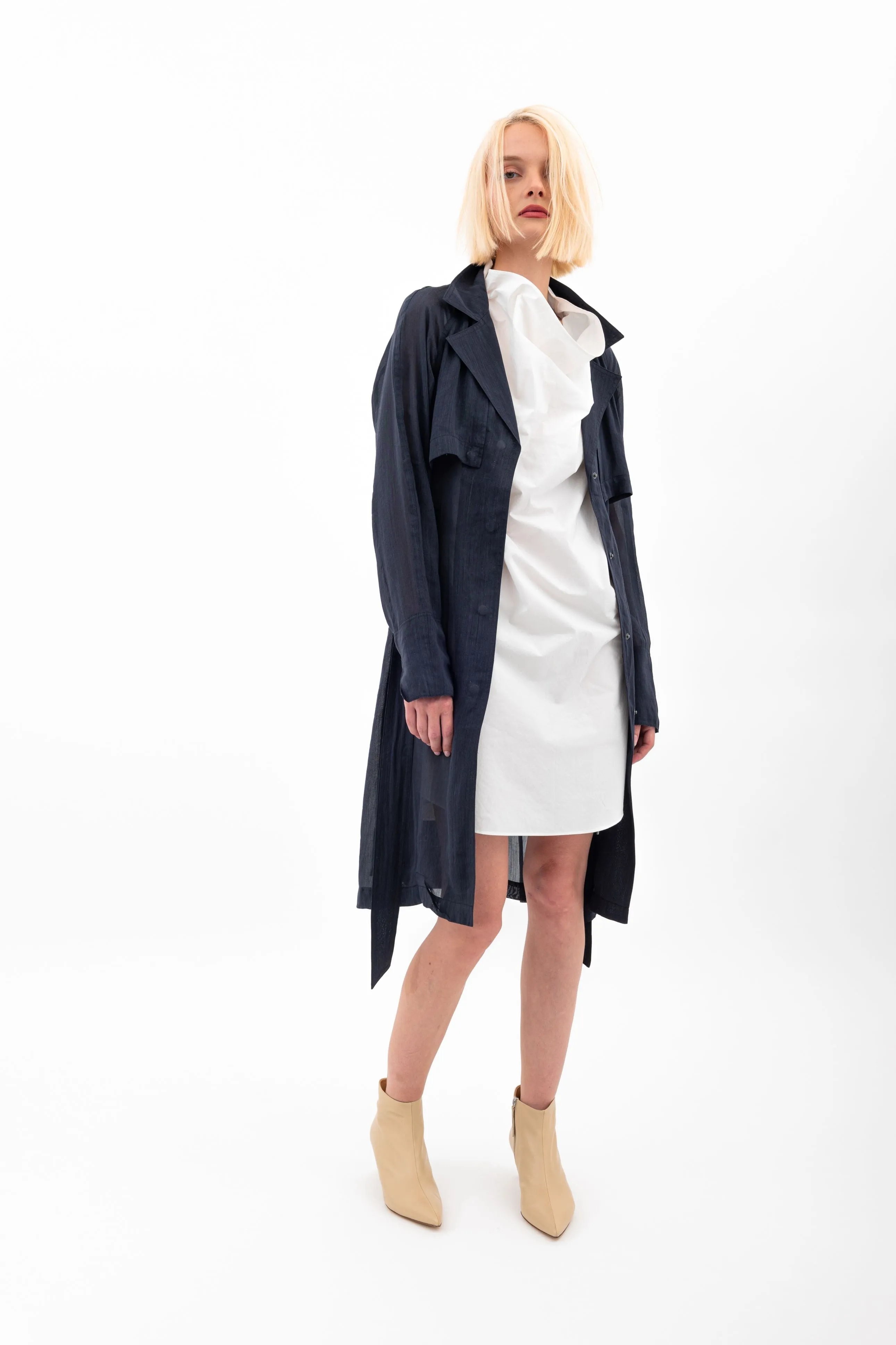 Sheer Ramie Trench Coat - VIHANA