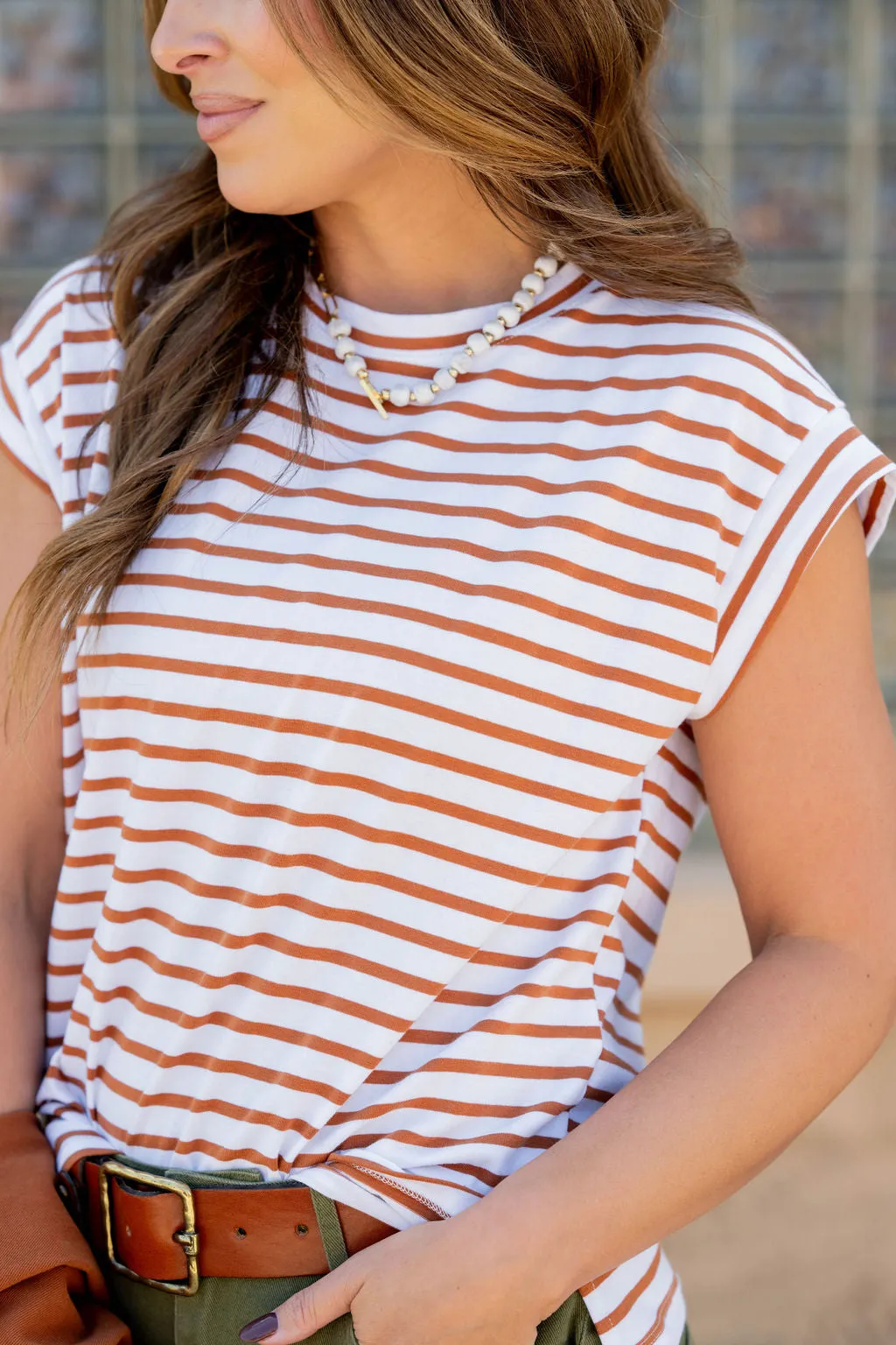 Striped Cap Sleeve Tee