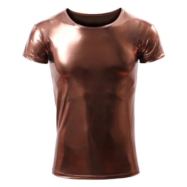 Stylish Glossy Polyester Spandex T-Shirt