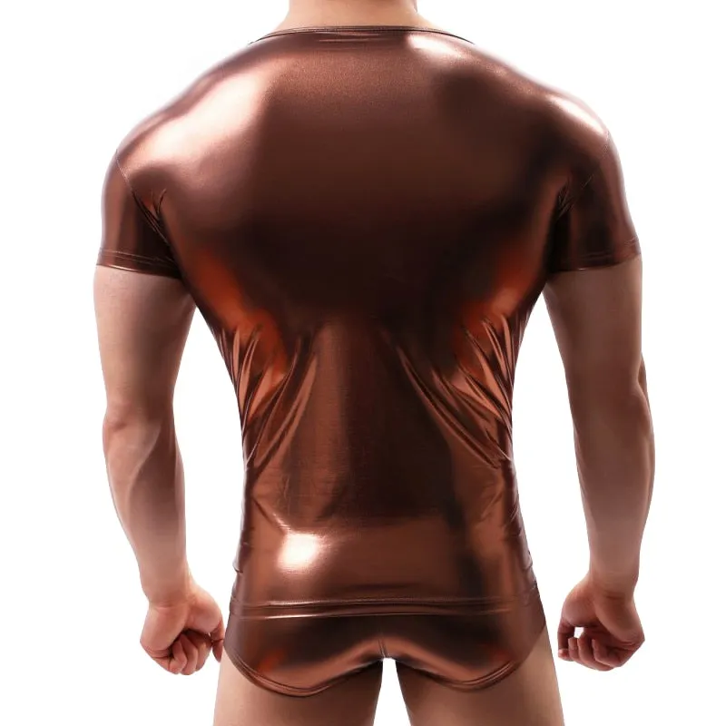 Stylish Glossy Polyester Spandex T-Shirt