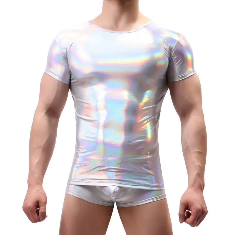 Stylish Glossy Polyester Spandex T-Shirt