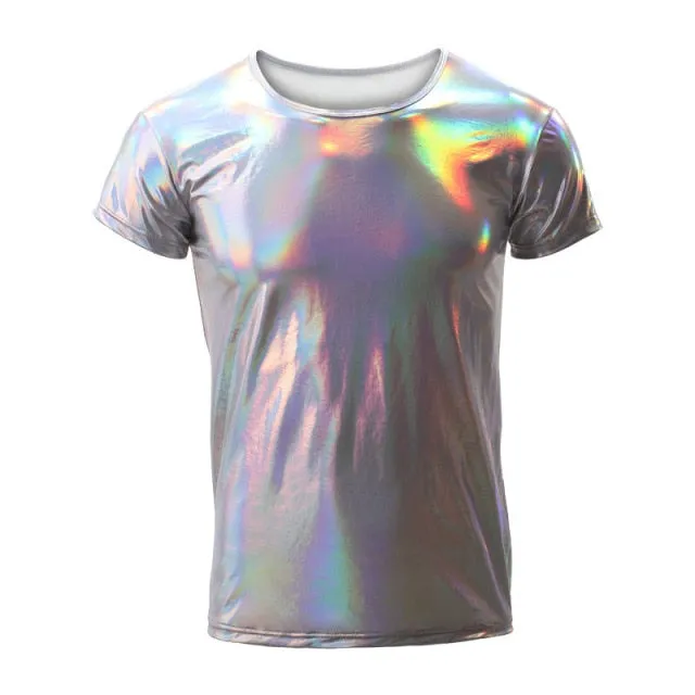 Stylish Glossy Polyester Spandex T-Shirt