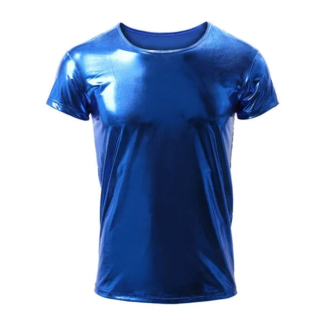 Stylish Glossy Polyester Spandex T-Shirt