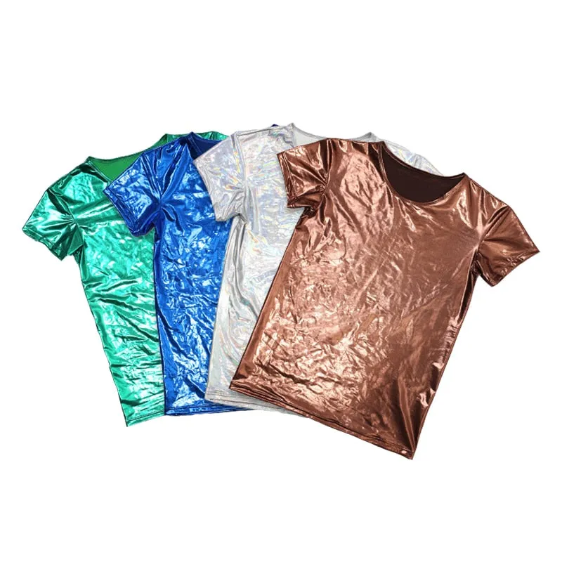 Stylish Glossy Polyester Spandex T-Shirt