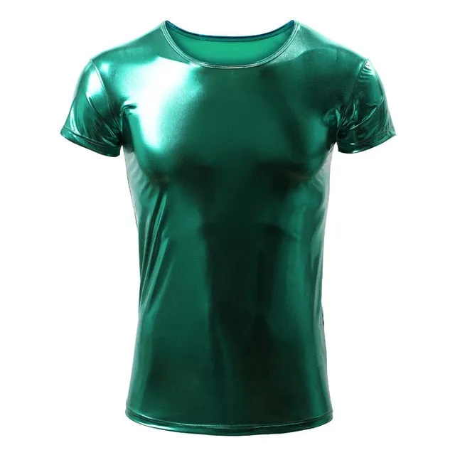 Stylish Glossy Polyester Spandex T-Shirt