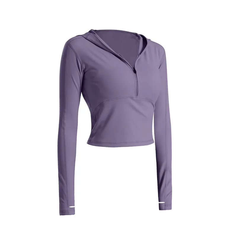 Stylish Sports Women's Top with Long Sleeves and Hood - SF1430