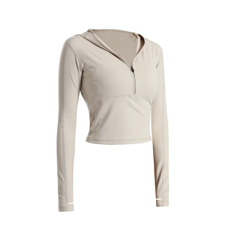 Stylish Sports Women's Top with Long Sleeves and Hood - SF1430