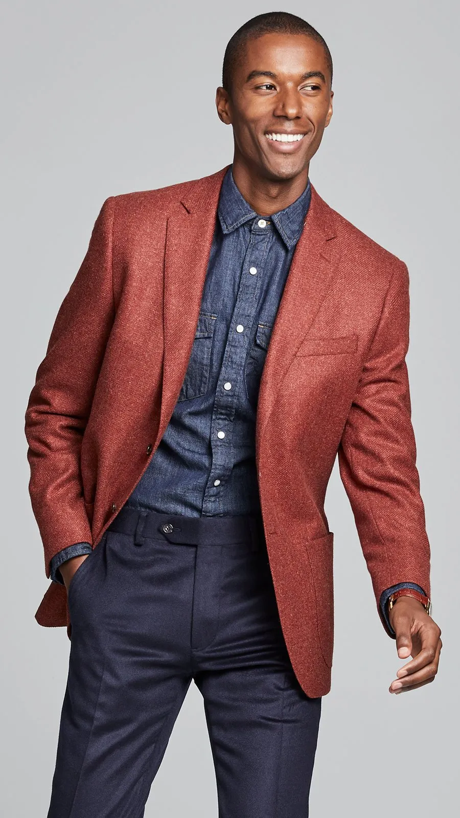 Sutton Lambswool/Cashmere Sport Coat in Red