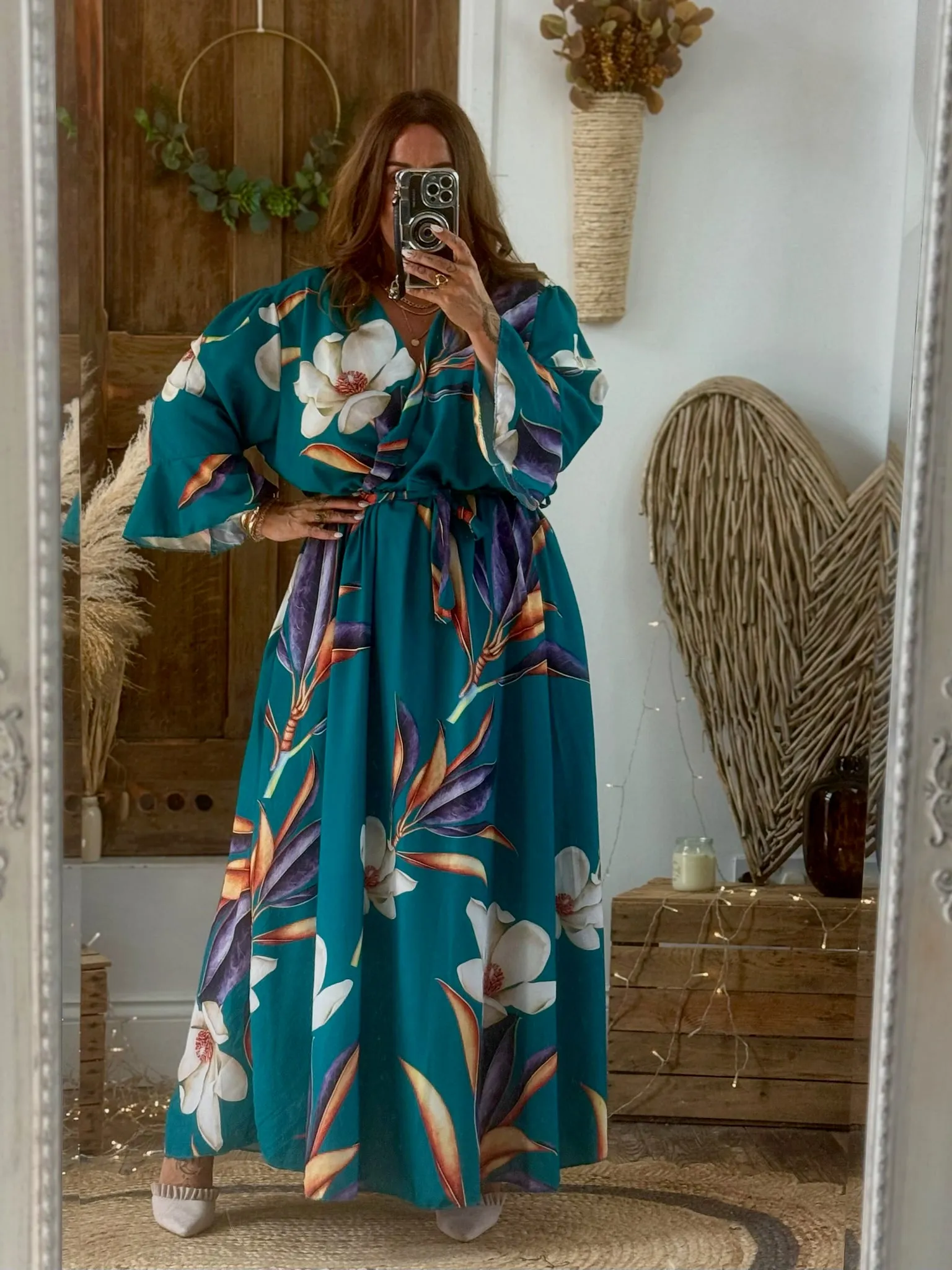 Teal Bold Floral Thea Dress