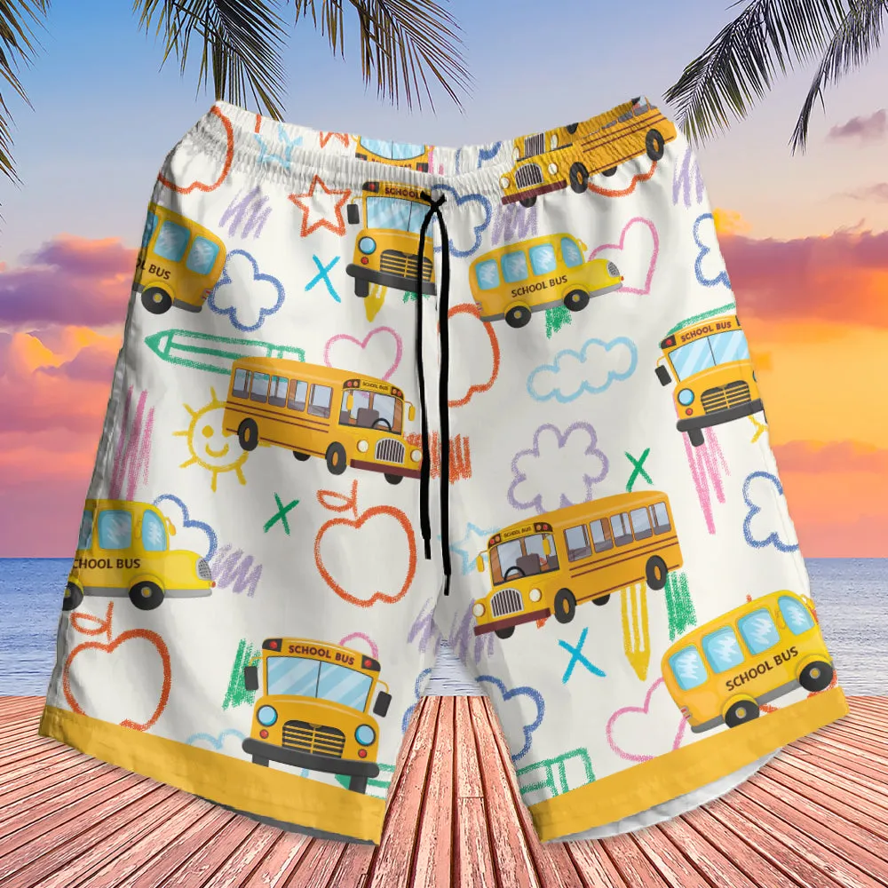 Teesdily | Customized Back To School Hawaiian Shirt, Student Delivery Specialist School Bus Driver Hawaii Set, Aloha Gift For School Bus Drivers