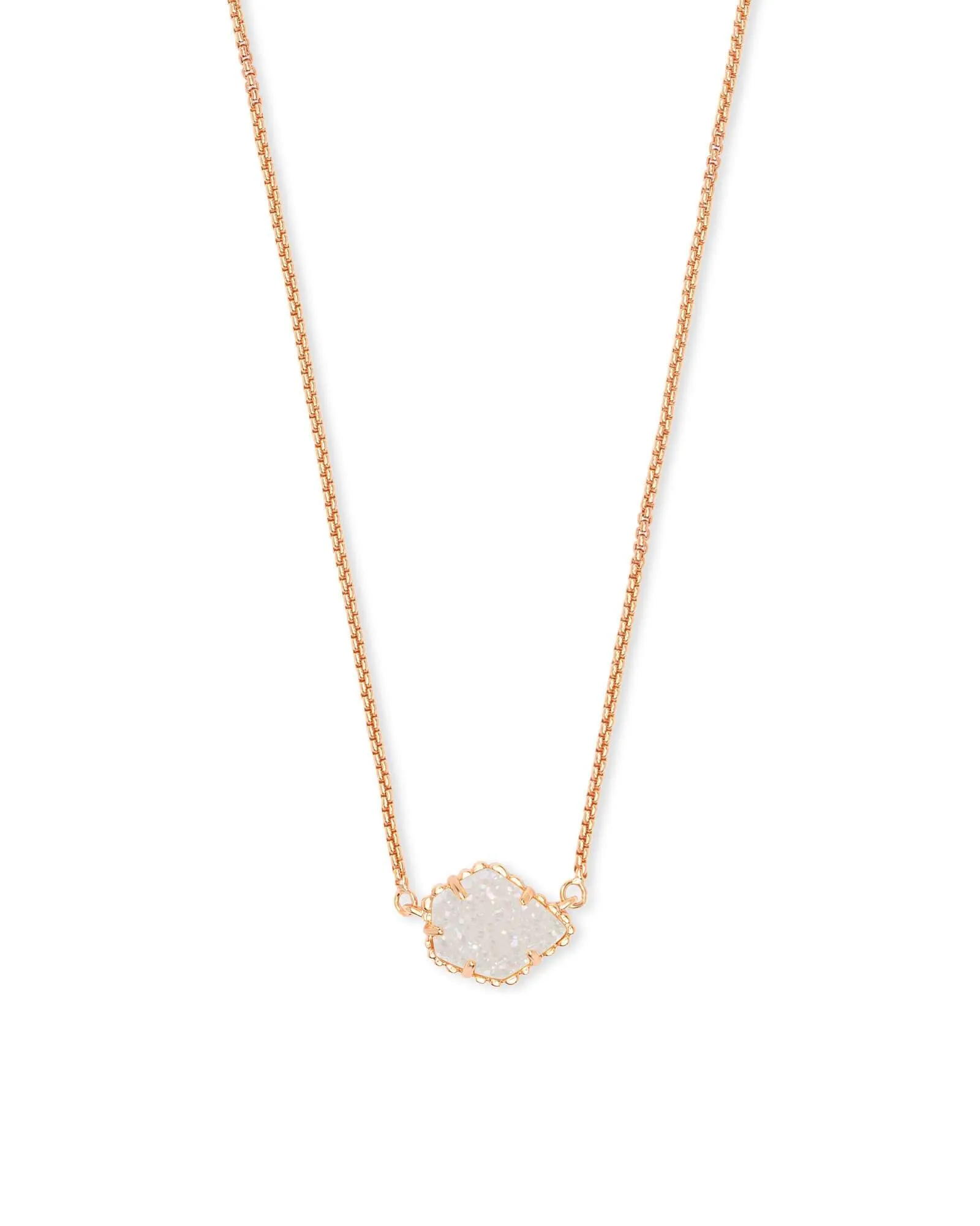 Tess Rose Gold Pendant Necklace - Iridescent Drusy