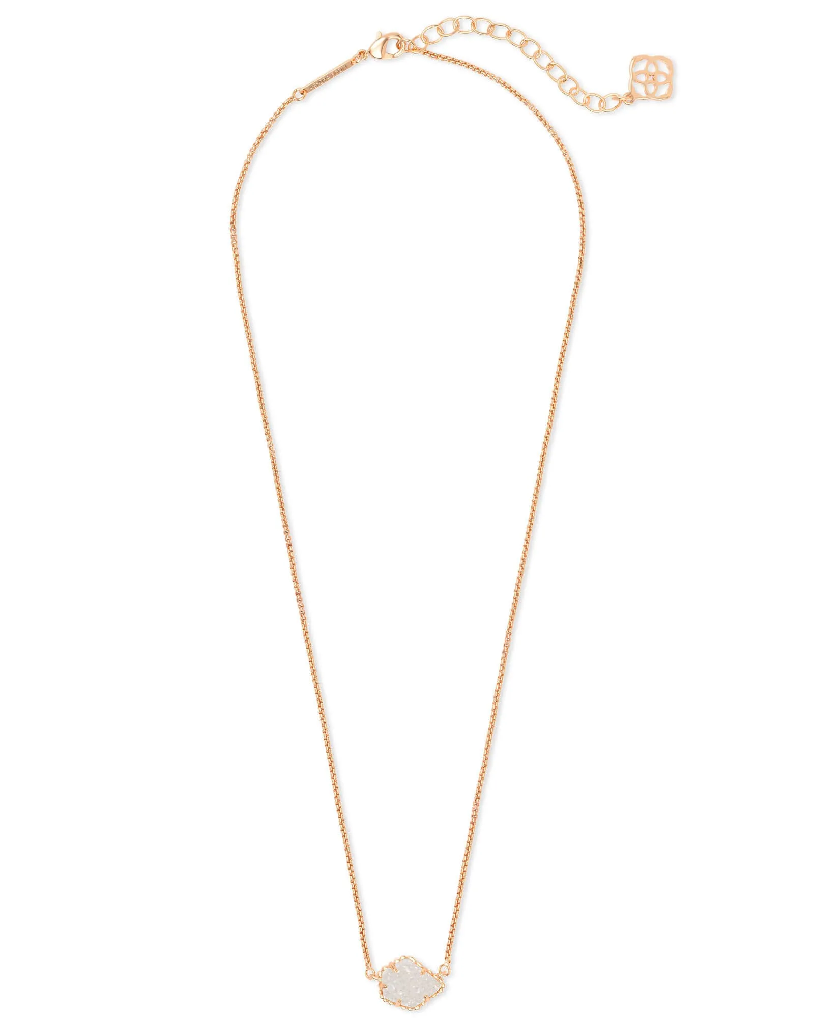 Tess Rose Gold Pendant Necklace - Iridescent Drusy