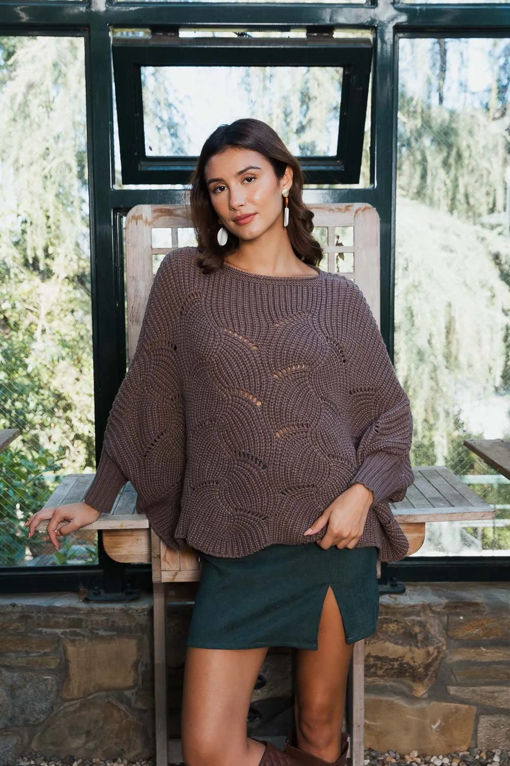 Texture Trend Sleeve-Knit Poncho