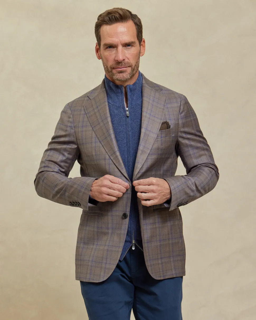 The Cameron - Reda Sport Coat - Tan Blue Plaid