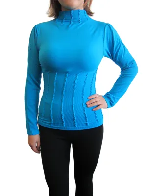 Tops - Pleated Mock Neck Long Sleeve  (fab-11865)