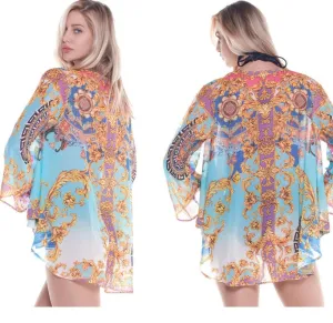 Turquoise short kimono