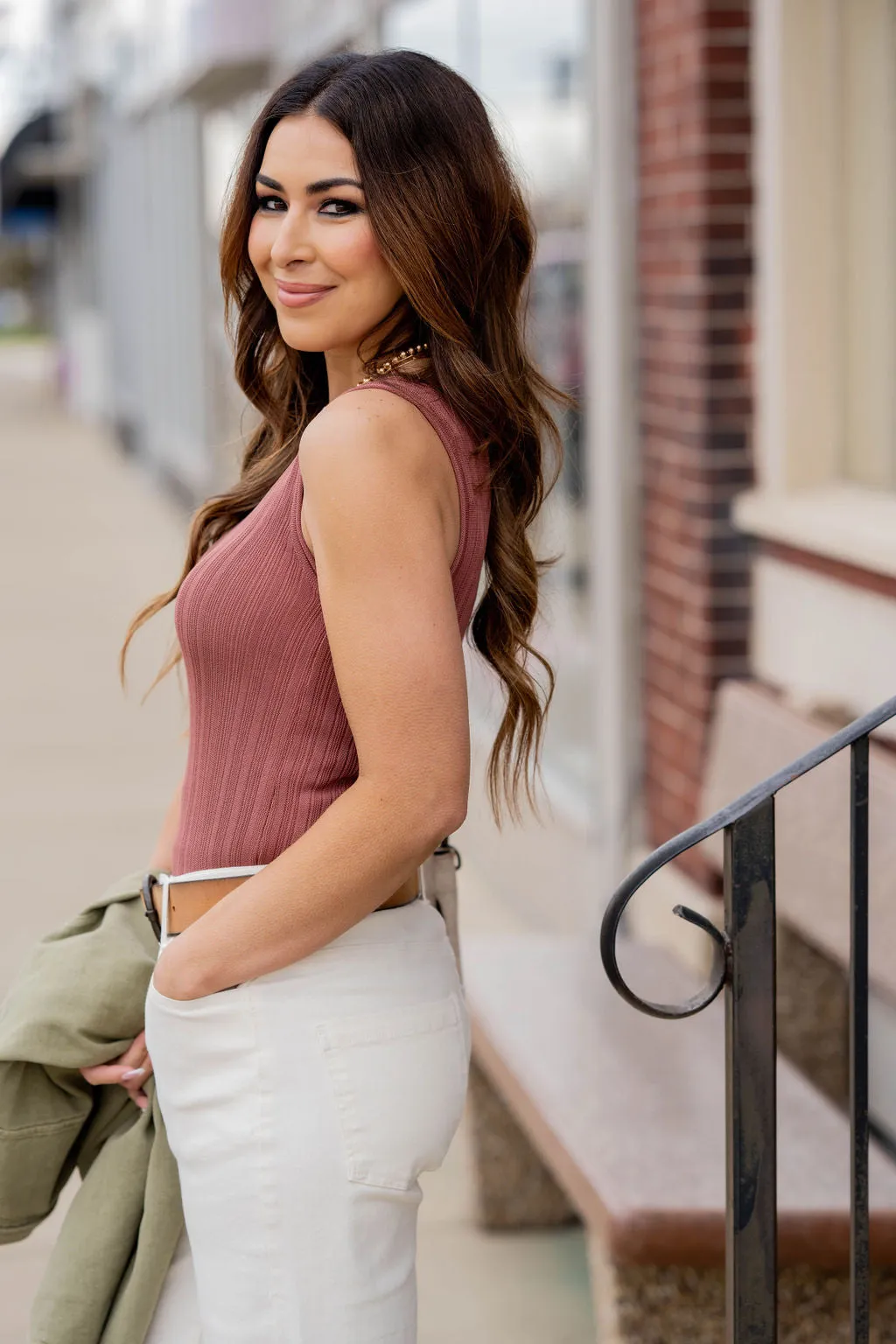 Vertical Lined Knit Tank