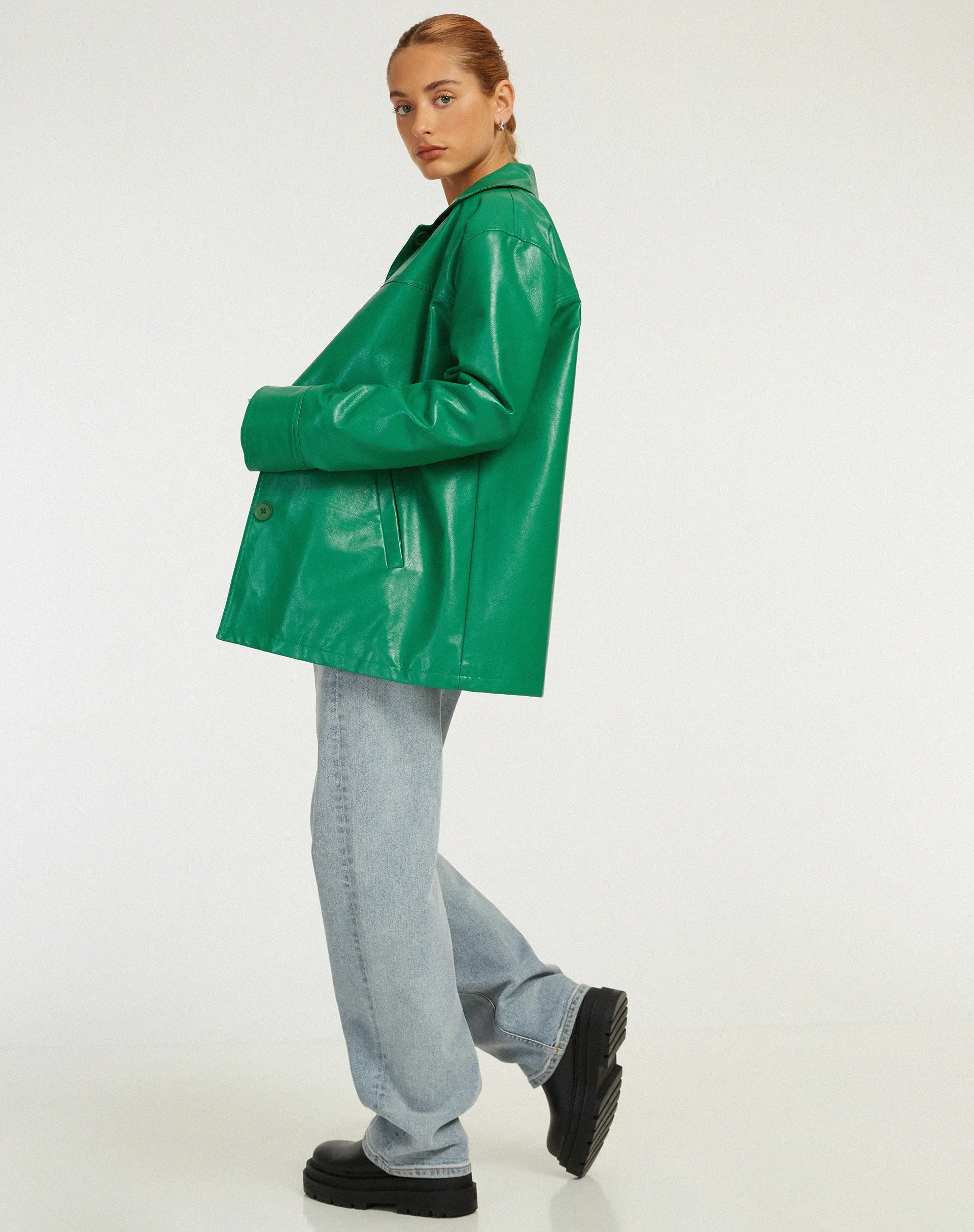 Walta Jacket in Pu Kelly Green