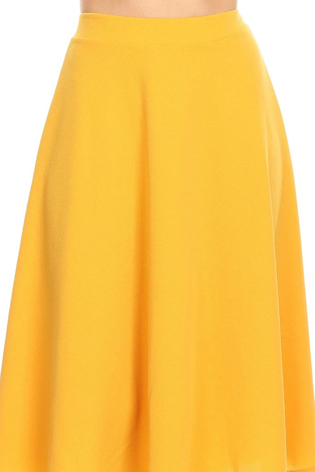 Women's Solid Basic Casual Elastic Waist A-line Flared Midi Skirt S-3XL