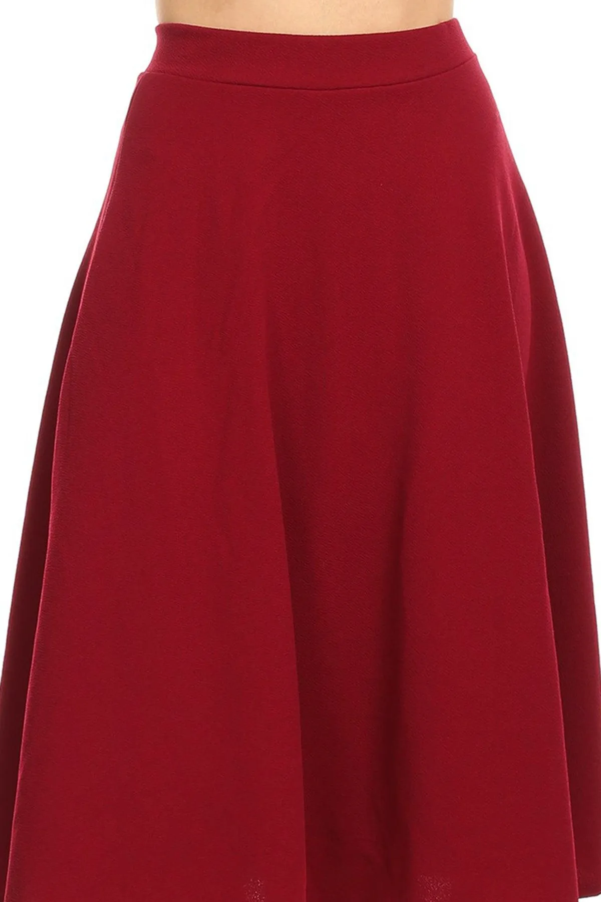 Women's Solid Basic Casual Elastic Waist A-line Flared Midi Skirt S-3XL